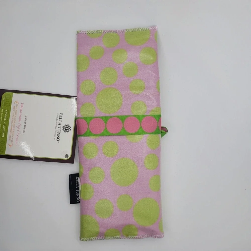 Bella Tunno Travel Chalkboard Mat Pink Green Polka Dot with Colored Chalk NWT